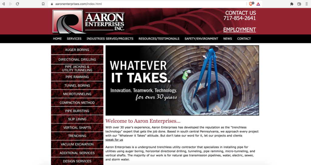 Aaron Enterprises Website 2