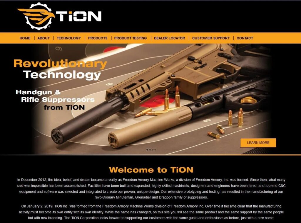 Tion Inc. Website Home Page